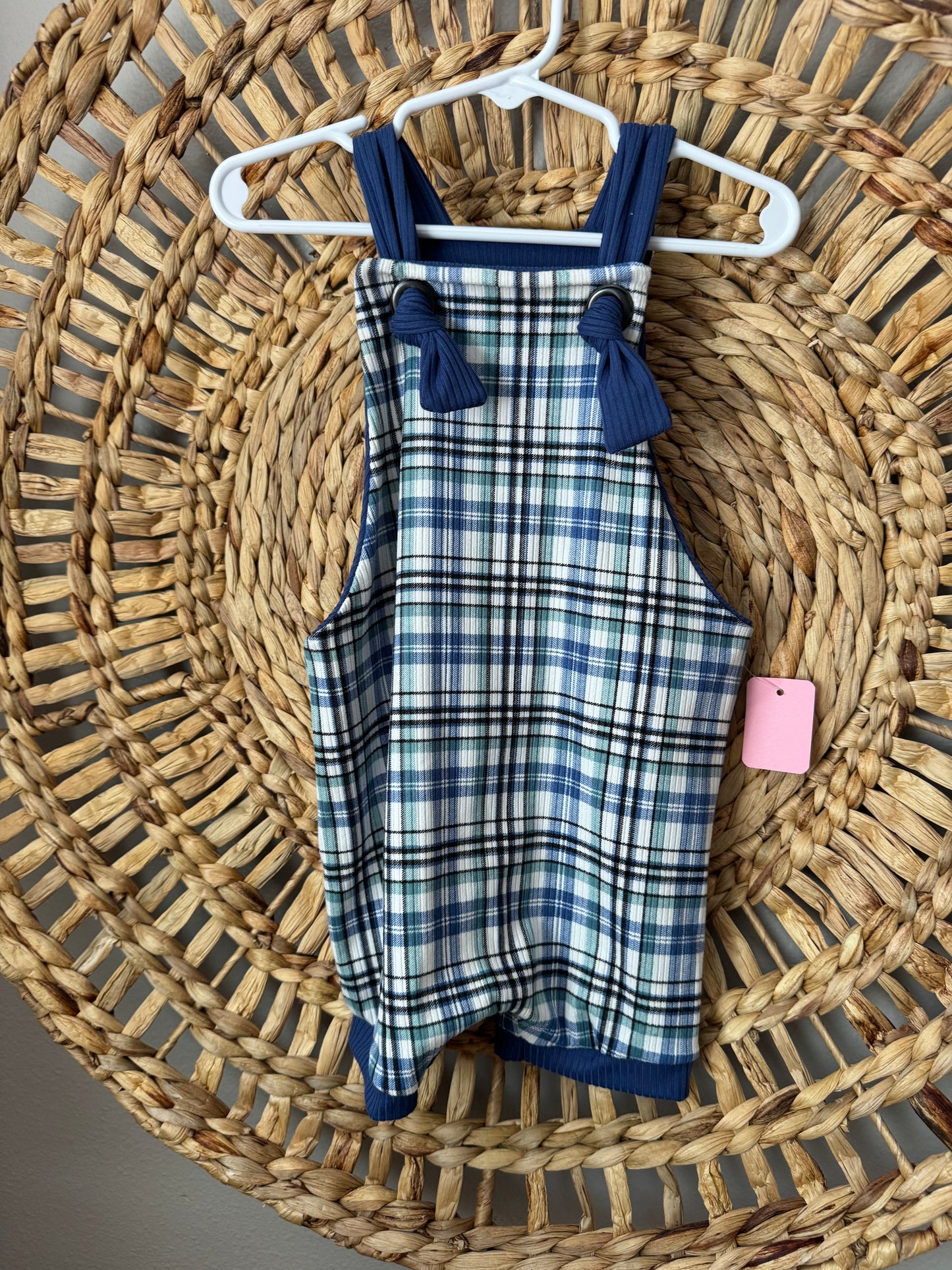 Beckham blue plaid overalls