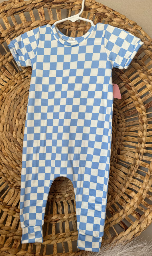 Arlo romper blue checkers