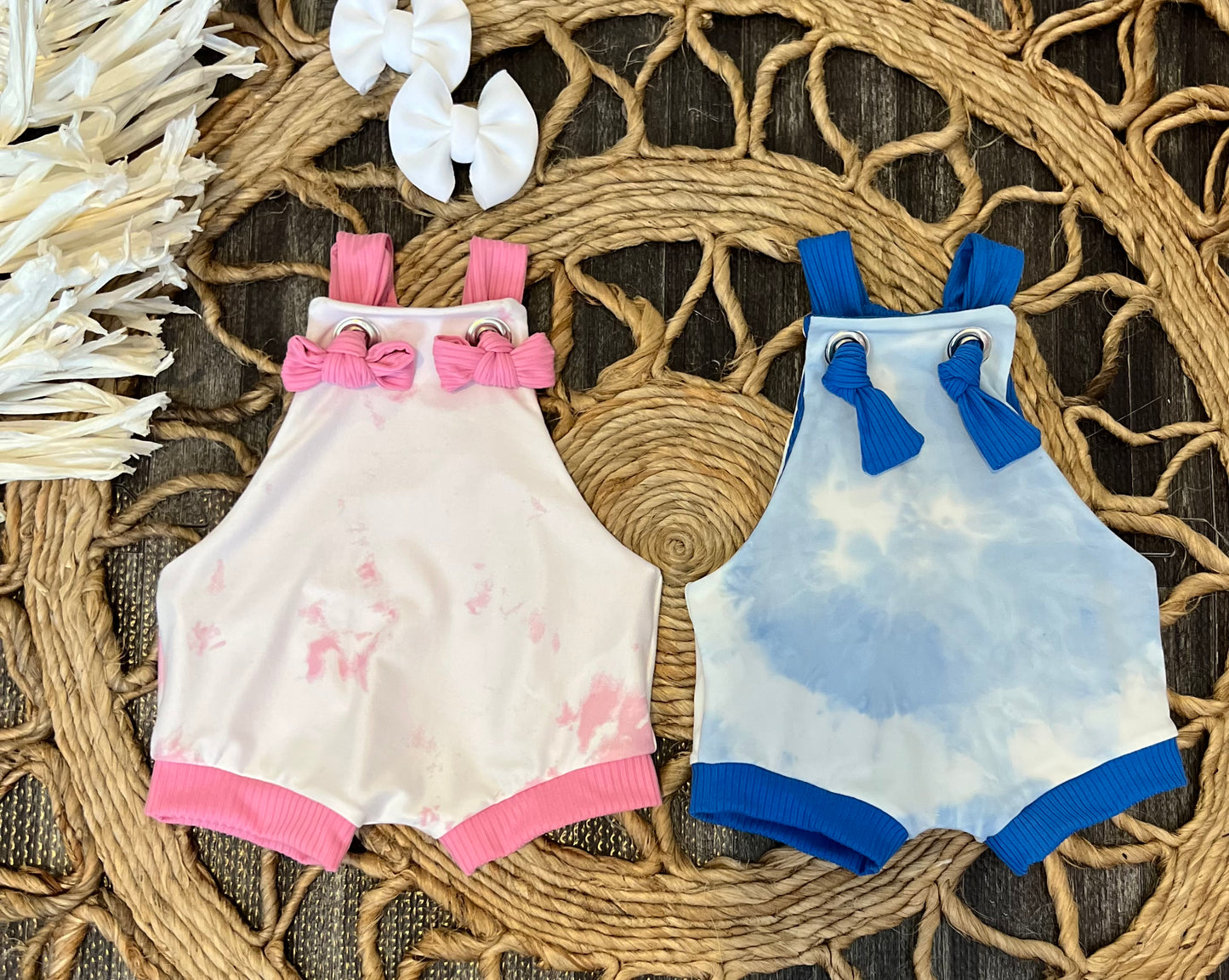 Blue Marble with blue trim Beckham Overalls