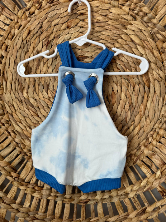 Beckham Blue and cream romper