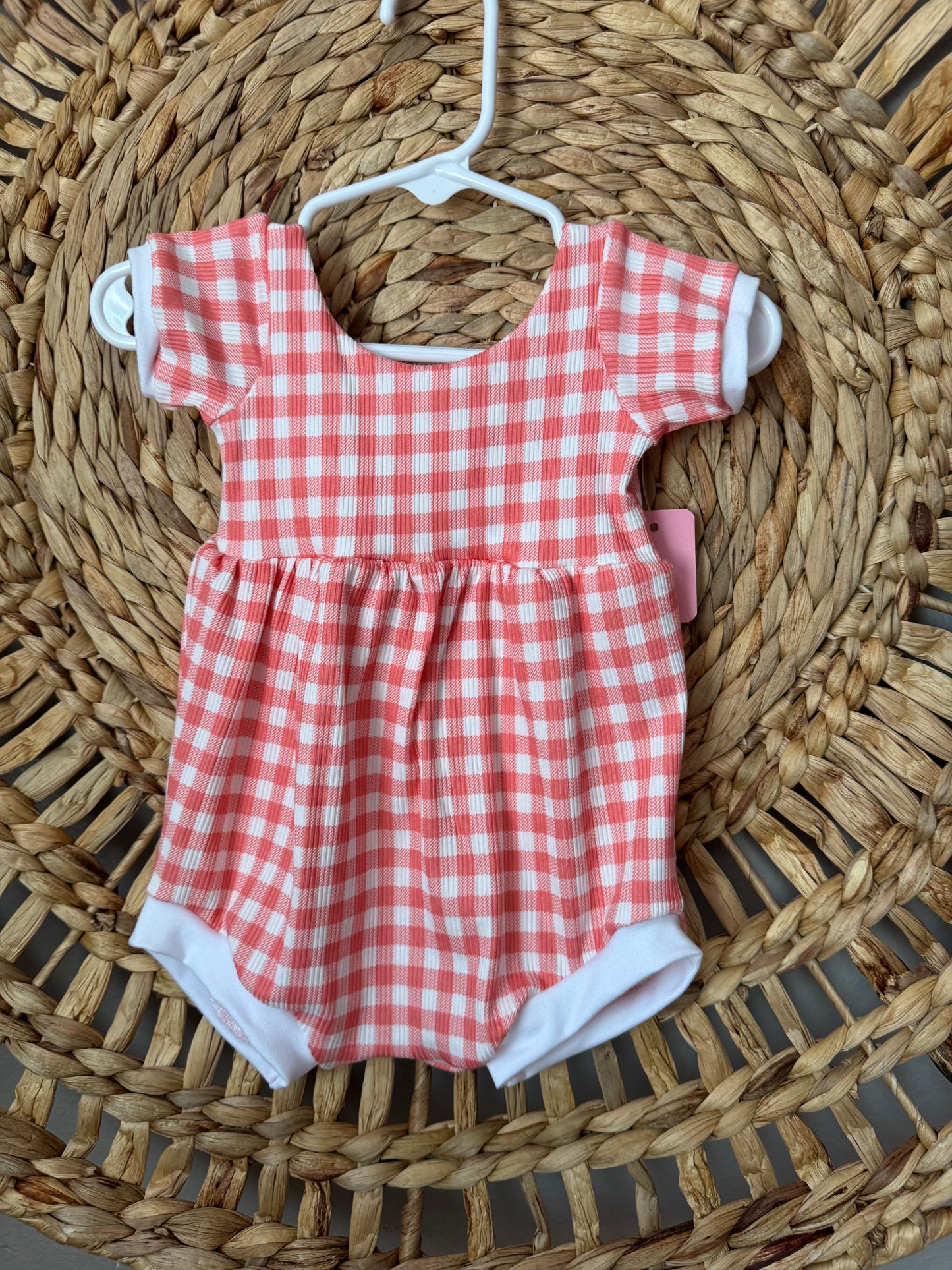 Jersey coral and white romper